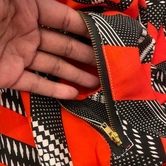 New Look Sleeveless Red Multicolor Chevron Zippered Pockets Plus Size 2X Event - Picture 5 of 10